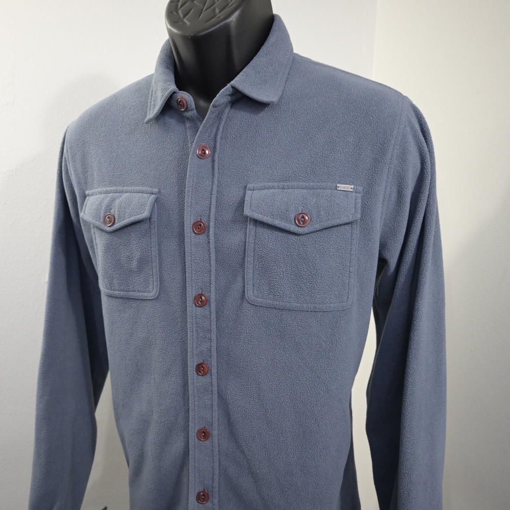 Vuori Fleece Button Up Mens S Blue Long Sleeve Collared Shirt Pockets
